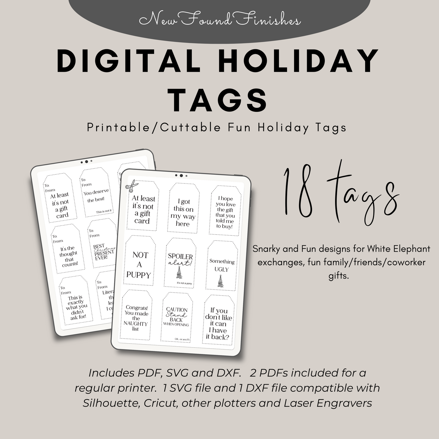 Digital Snarky Holiday tags