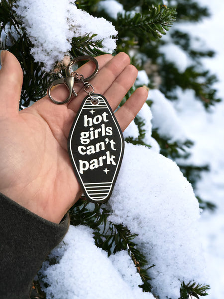 Black and white double sided keychain