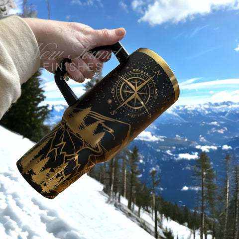 Compass and mountains  design 40oz