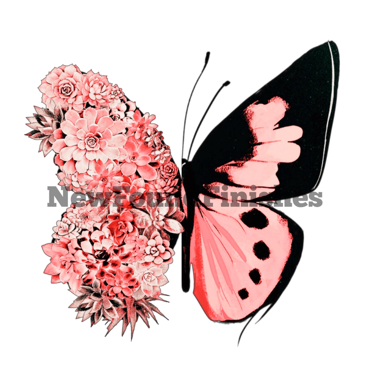 Pink floral butterfly