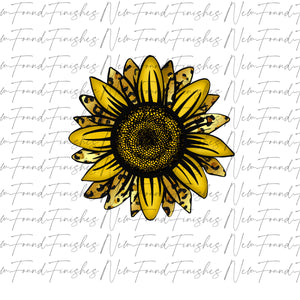 Sunflower with glitter leopard