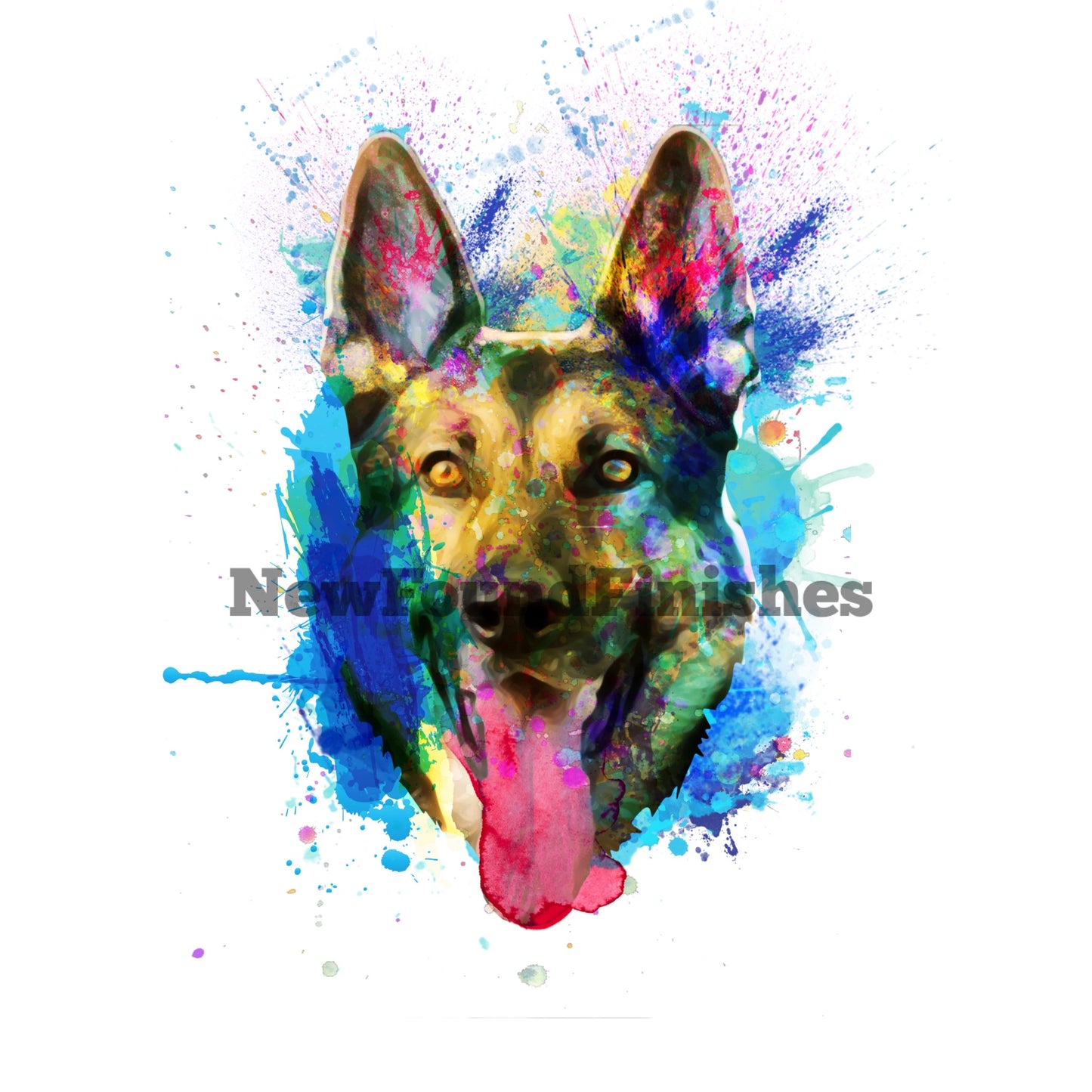 Watercolor German shepherd